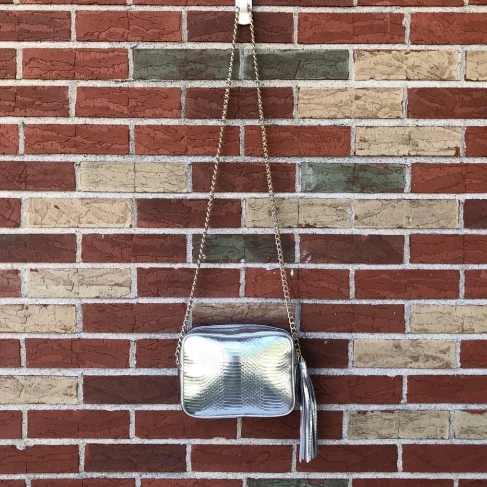 NWOT Victoria’s Secret Silver Snake Print Chain Purse Pocketbook Crossbody Bag 👜
